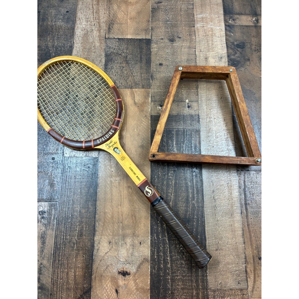 Spalding Pancho Gonzales Tennis Racket Vintage Wood Signature Model With Press
